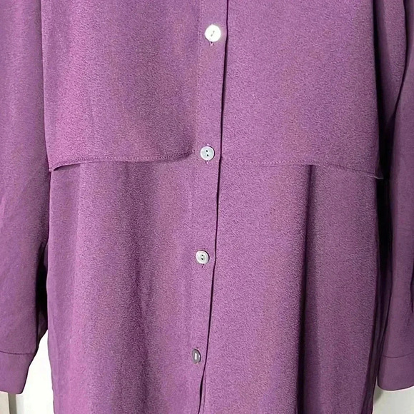 J Jill Purple Button Front Chiffon Tiered Layered Tunic Size M - Picture 4 of 7